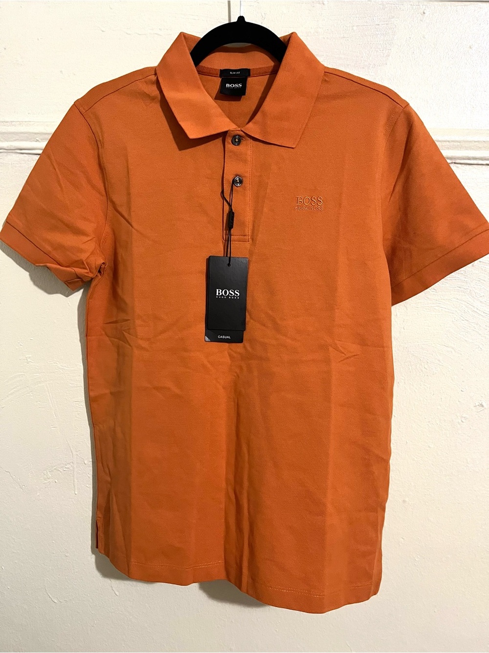 BOSS Orange Short-Sleeve Slim Fit Polo in Deep Rust